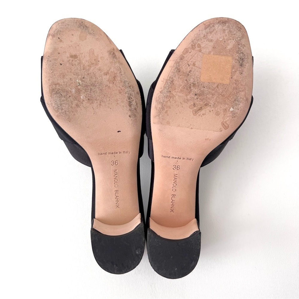 MANOLO BLAHNIK | Martanew Black Satin Jewel Buckle Mules EU 36 US 6 - Picture 11 of 13